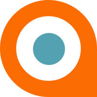 Illustrated icon of orange circle with blue circle inside.