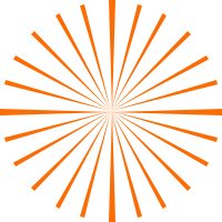 Illustrated icon of orange sunburst.